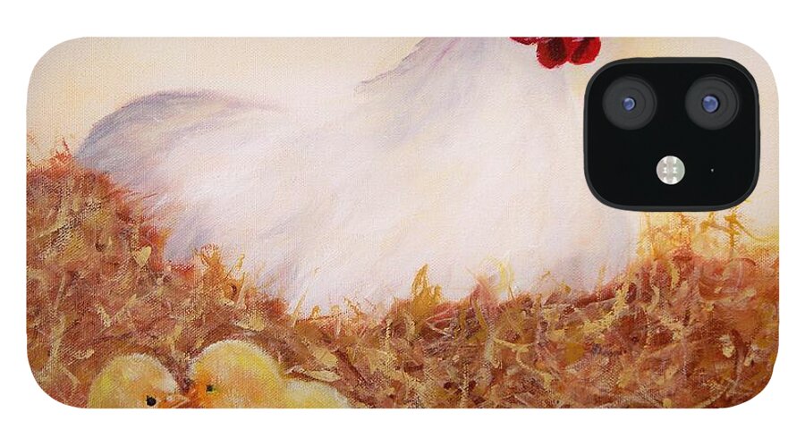 Hen iPhone 12 Case featuring the painting Mother Hen by Joni McPherson