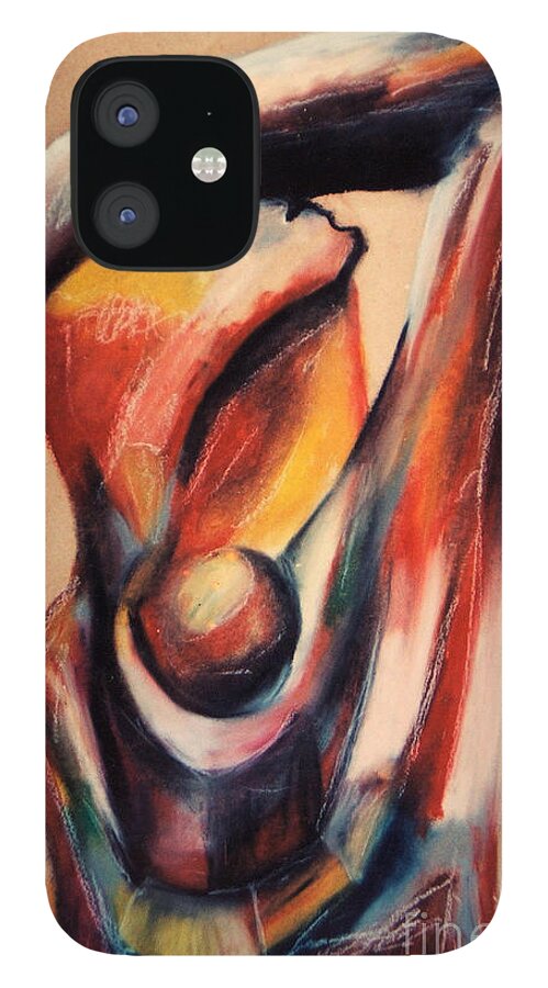 Mother With Child iPhone 12 Case featuring the pastel Mother with Child by Jon Kittleson