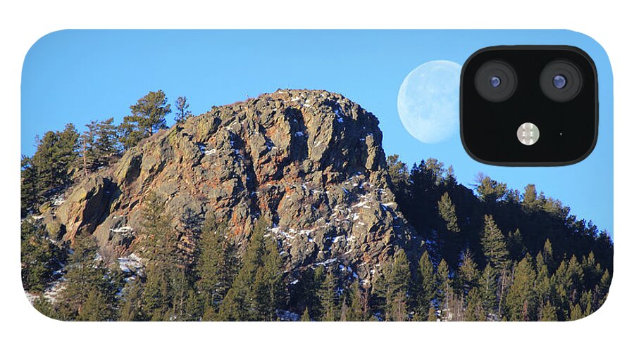 Setting Moon iPhone 12 Case featuring the photograph Mountain Moonset by Shane Bechler