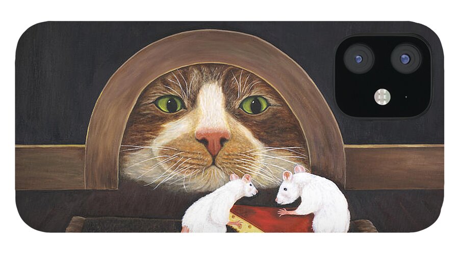 Karen Zuk Rosenblatt iPhone 12 Case featuring the painting Mouse House by Karen Zuk Rosenblatt