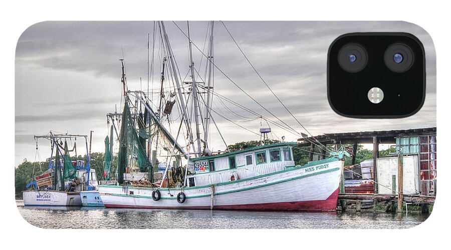 Marsh iPhone 12 Case featuring the photograph Mrs Pudgy Shrimp Docks by Scott Hansen