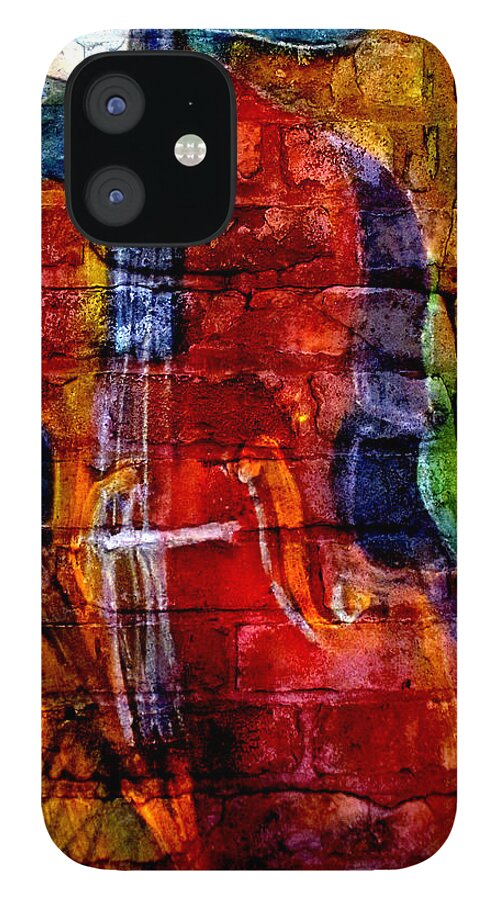 Music iPhone 12 Case featuring the digital art Musician Bass and Brick by Anita Burgermeister