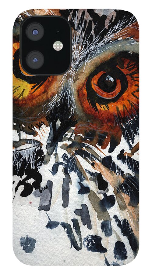  Owl iPhone 12 Case featuring the painting Musicowl by Laurel Bahe
