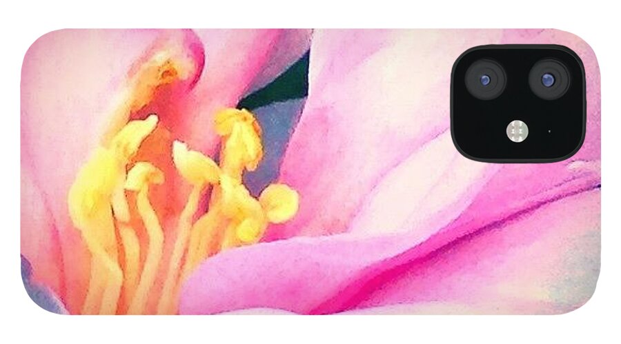 Pink iPhone 12 Case featuring the photograph My Camellias Are Blooming by Anna Porter