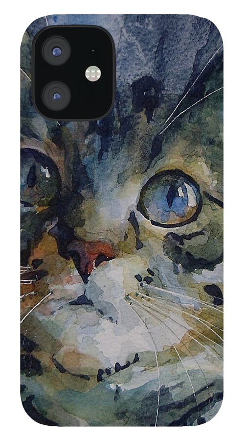 Tabby iPhone 12 Case featuring the painting Mystery Tabby by Paul Lovering