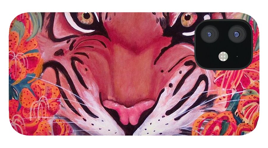 Tiger iPhone 12 Case featuring the painting Namesake by Carol Allen Anfinsen