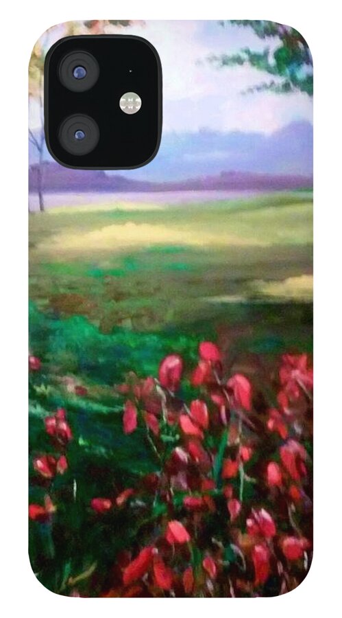 Landscape Art iPhone 12 Case featuring the painting Nature's Beauty by Ray Khalife