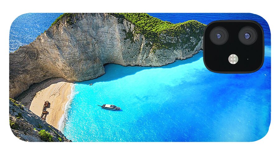 Greece iPhone 12 Case featuring the photograph Navagio Beach Shipwreck Beach by Rusm