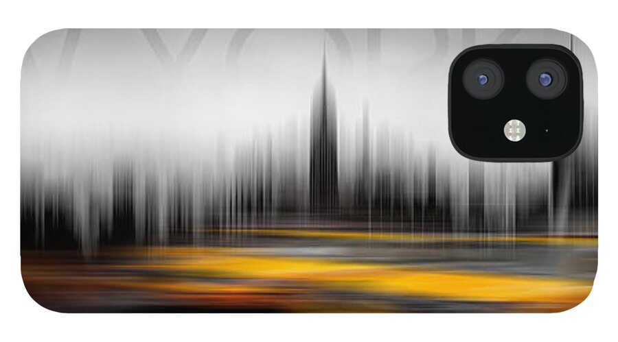 Abstract Photography iPhone 12 Case featuring the photograph New York City Cabs Abstract by Az Jackson