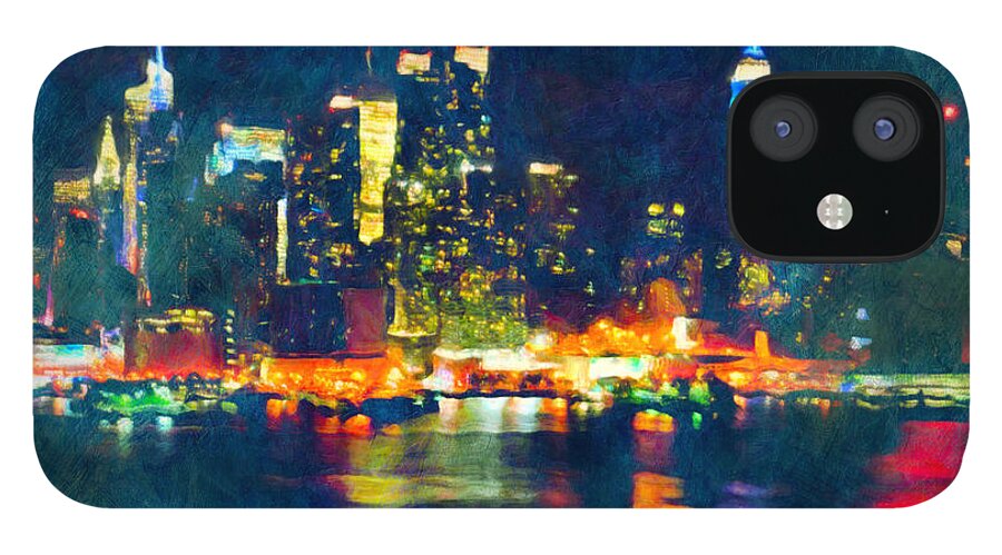 Abstract iPhone 12 Case featuring the painting New York State Of Mind Abstract Realism by Georgiana Romanovna