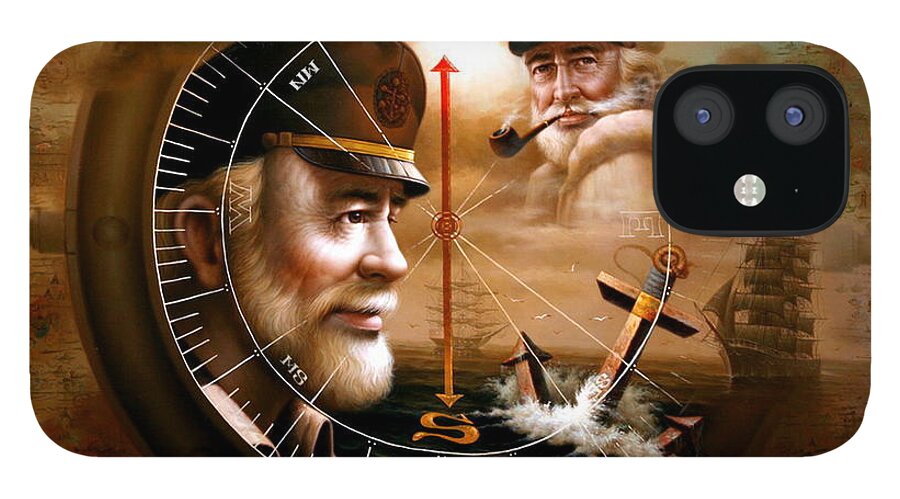 Sea Captain iPhone 12 Case featuring the painting Imperishable TWO Map Captain 3 by Yoo Choong Yeul