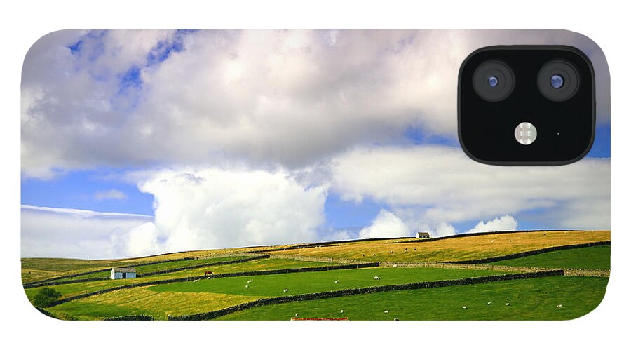 White iPhone 12 Case featuring the photograph North Pennines Barns in Landscape by Martyn Arnold