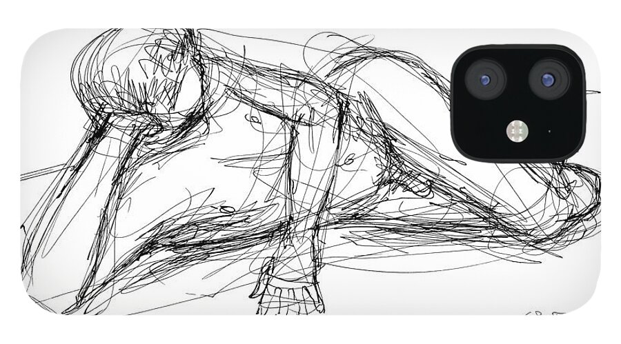 Male Sketches iPhone 12 Case featuring the drawing Nude Male Sketches 5 by Gordon Punt