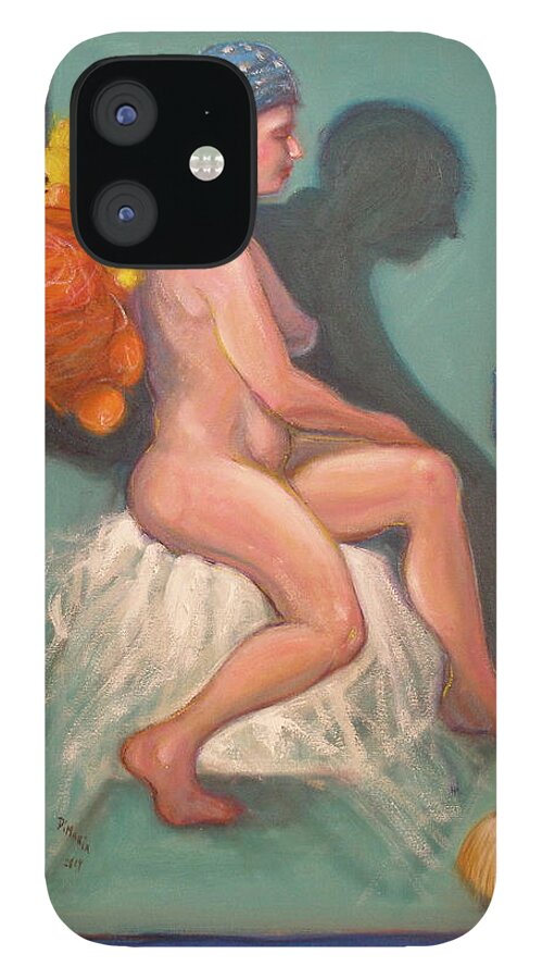 Realism iPhone 12 Case featuring the painting Nude with Duckie by Donelli DiMaria