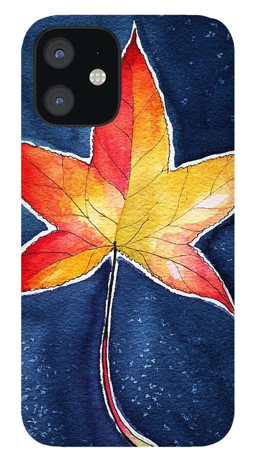 Red iPhone 12 Case featuring the painting October Night by Katherine Miller