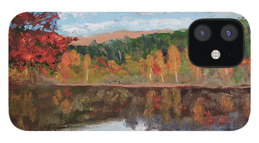 Autumn iPhone 12 Case featuring the painting October Sky by J Loren Reedy