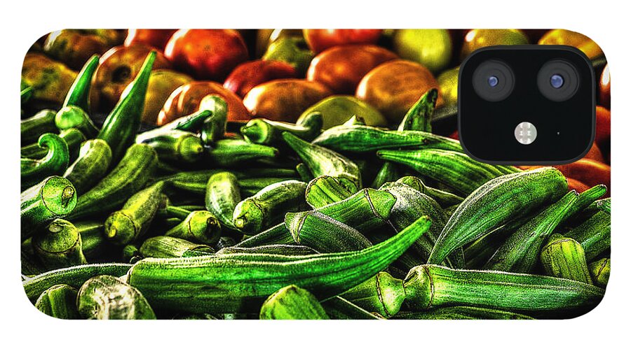 Okra iPhone 12 Case featuring the photograph Okra and Tomatoes by David Morefield