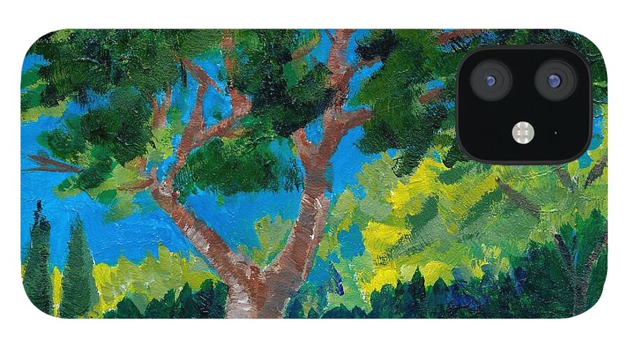 Trees iPhone 12 Case featuring the painting Old Ruins at Rhodes by Adele Bower