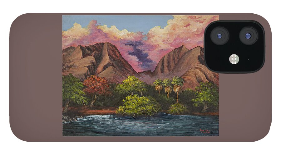 Landscape iPhone 12 Case featuring the painting Olowalu Valley by Darice Machel McGuire