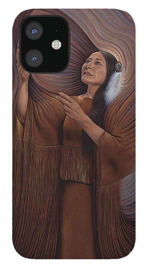 Bonnie-jo-hunt iPhone 12 Case featuring the painting On Sacred Ground Series V by Ricardo Chavez-Mendez