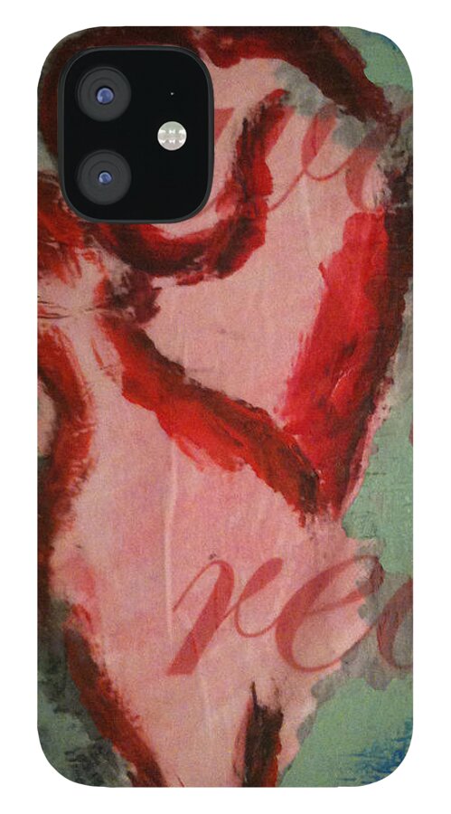 2009 iPhone 12 Case featuring the painting One Series 6 - Love Beyond Reason is a Curse by Will Felix