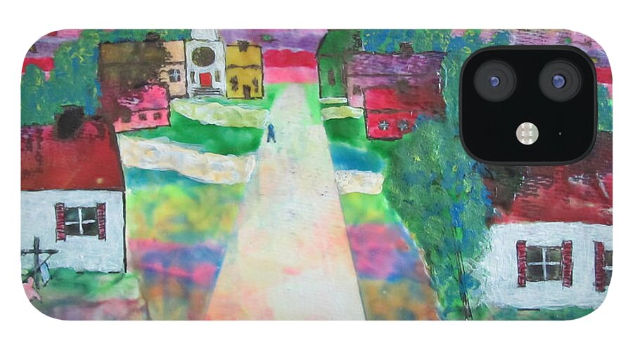 Acrylic iPhone 12 Case featuring the painting Our Street by Lew Hagood