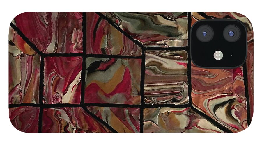 Cube iPhone 12 Case featuring the mixed media Outside the Box I by Deborah Stanley