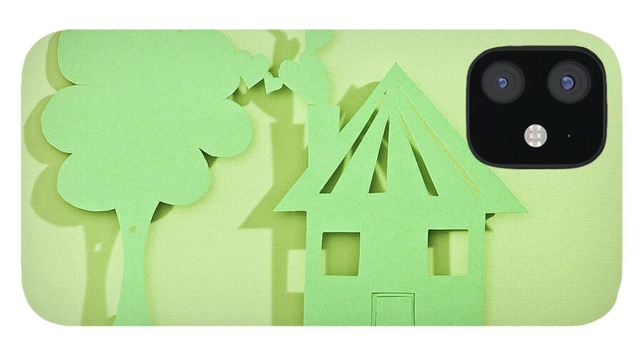 Environmental Conservation iPhone 12 Case featuring the photograph Paper Cut Out Of House And Tree by Duel