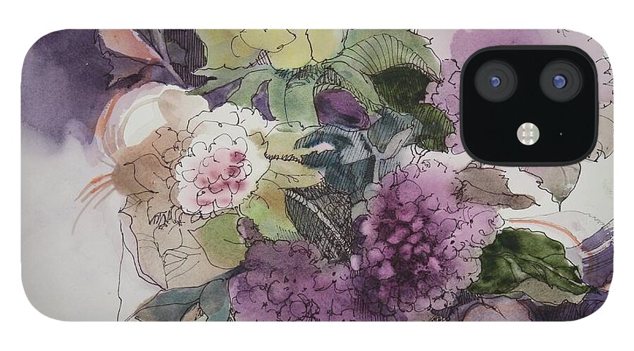 Flowers iPhone 12 Case featuring the painting Passionate About Purple by Elizabeth Carr