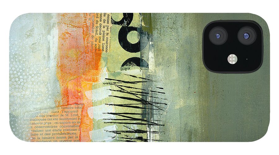 Acrylic iPhone 12 Case featuring the painting Pattern Study Nuetral 1 by Jane Davies