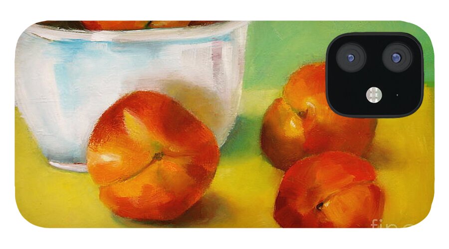 Peaches iPhone 12 Case featuring the painting Peachy Keen by Michelle Abrams