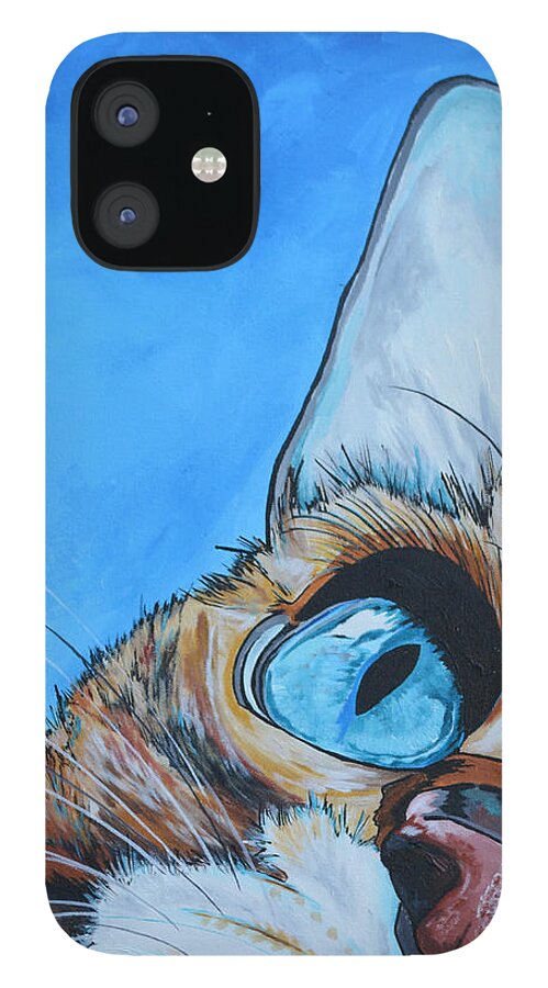 Cat iPhone 12 Case featuring the painting Peek A Boo by Patti Schermerhorn