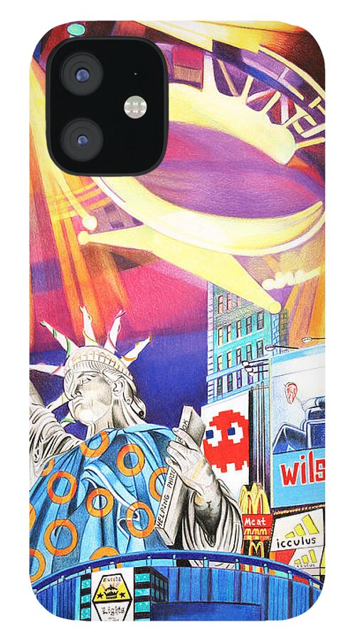 Phish iPhone 12 Case featuring the drawing Phish New Years in New York Right Panel by Joshua Morton
