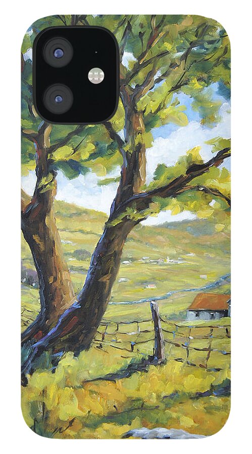 Canadian Landscape Created By Richard T Pranke iPhone 12 Case featuring the painting Picnic with a View by Prankearts by Richard T Pranke
