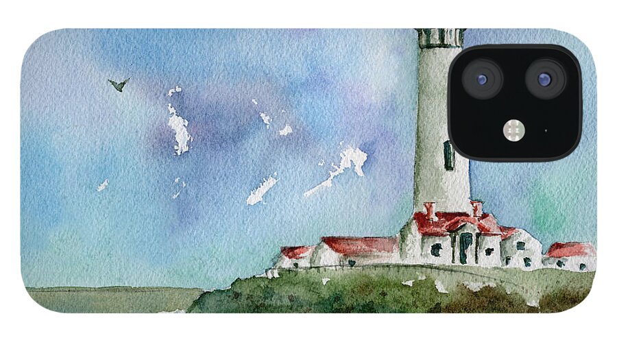 Lighthouse iPhone 12 Case featuring the painting Pigeon Point Lighthouse by Diane Thornton
