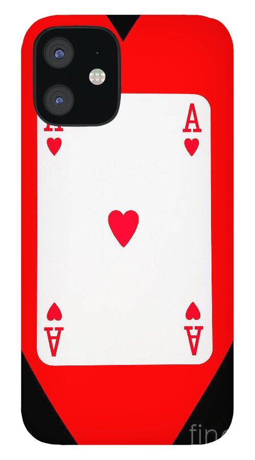 Playing Cards Ace of Hearts on Black Background iPhone 12 Case by Natalie  Kinnear - Fine Art America