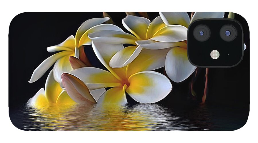 Photography iPhone 12 Case featuring the photograph Plumeria Reflections by Kaye Menner