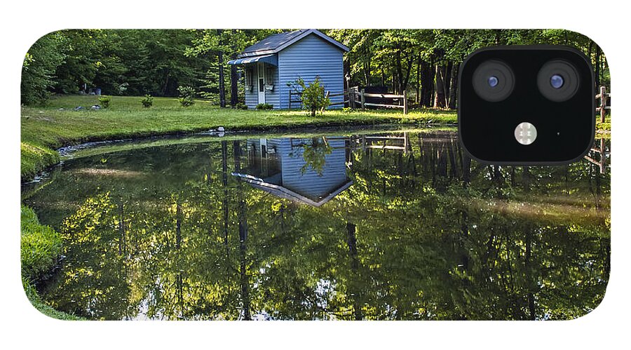 Nature iPhone 12 Case featuring the photograph Pond House Reflection by Michael Whitaker