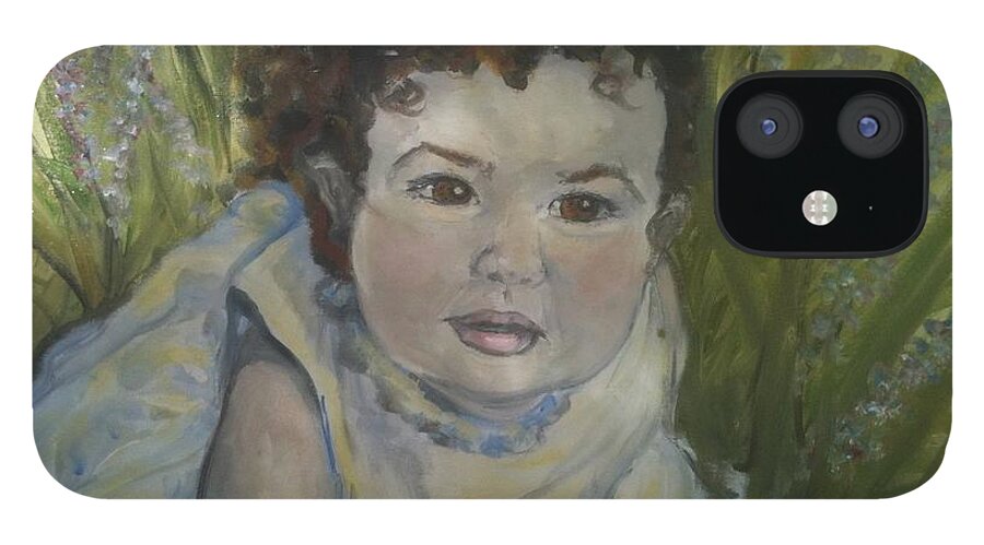 Child Portrait iPhone 12 Case featuring the painting Portrait of Alexandra Rose by Alexandria Weaselwise Busen