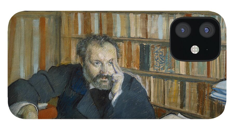 Novelist iPhone 12 Case featuring the drawing Portrait Of Edmond Duranty, 1879 by Edgar Degas