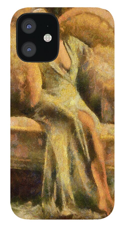 Portrait iPhone 12 Case featuring the digital art Portrait of Jean Harlow by Charmaine Zoe