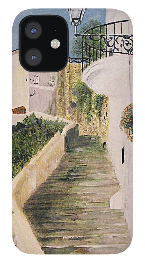 Staircase iPhone 12 Case featuring the painting Positano Staircase by Susan Bruner