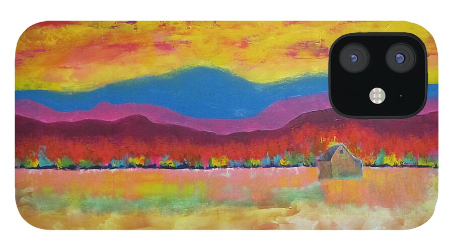 Acrylic iPhone 12 Case featuring the painting Prairie Autumn by Lew Hagood