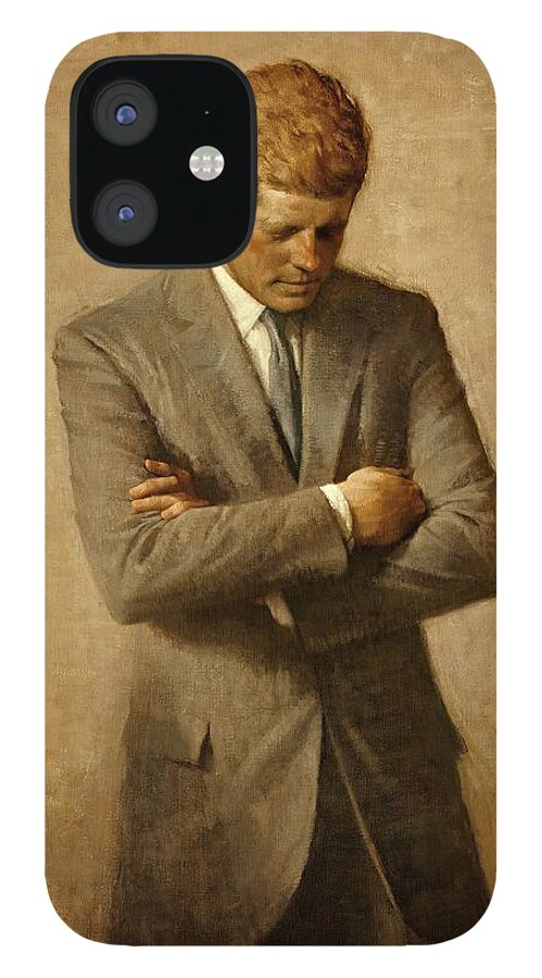 Kennedy iPhone 12 Case featuring the painting President John F. Kennedy Official Portrait by Aaron Shikler by Movie Poster Prints