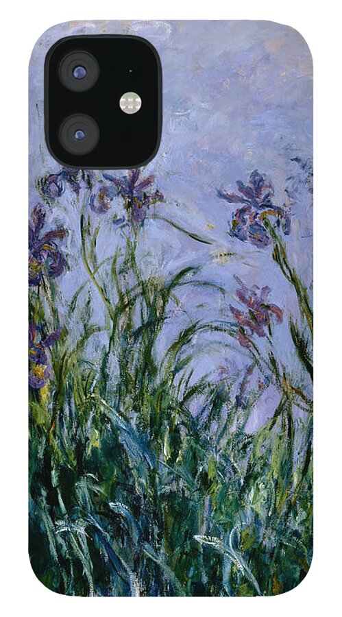 Purple iPhone 12 Case featuring the painting Purple Irises by Claude Monet