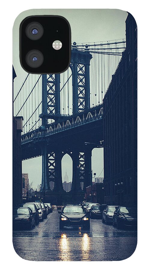 Parking Lot iPhone 12 Case featuring the photograph Rainy New York City by Ferrantraite