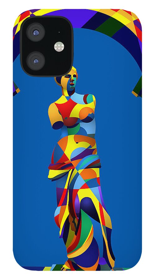 Classic Sculpture iPhone 12 Case featuring the digital art Randy's Venus Blue by Randall J Henrie