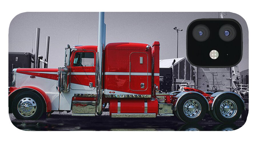 Trucks iPhone 12 Case featuring the photograph Red and White Peterbilt by Randy Harris