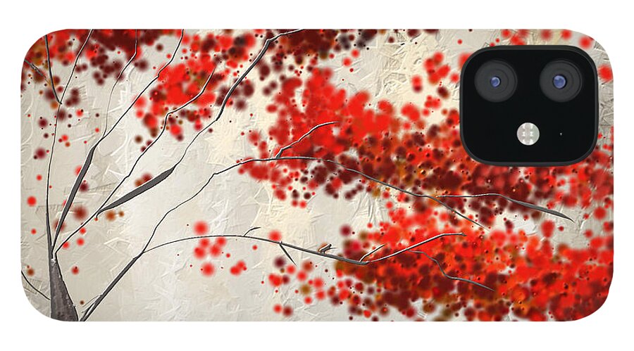 Maple Tree iPhone 12 Case featuring the painting Red Divine- Autumn Impressionist by Lourry Legarde