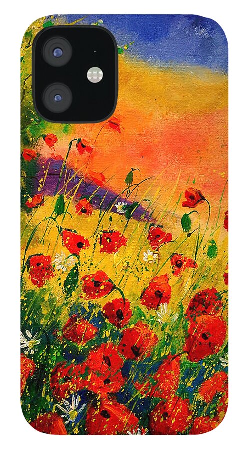 Poppies iPhone 12 Case featuring the painting Red Poppies 45 by Pol Ledent